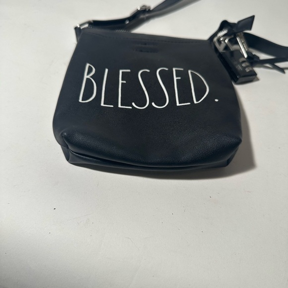 Rae Dunn Compact Black Crossbody Bag with Adjustable Strap and Bold Text - Picture 2 of 5